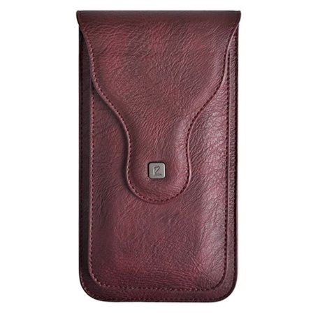 Universal taljetaske i læder med krog - Rødvin