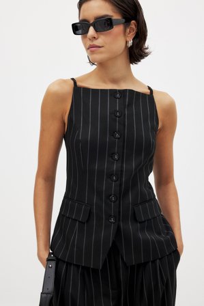 NA-KD High Neck Vest Top - Ærmeløse toppe - Stribet - EU 34