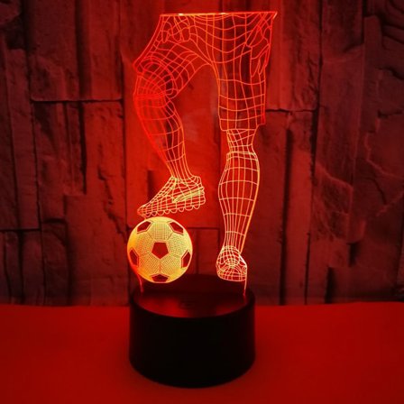 Spela fotboll nattlampa, 3D-illusion, 7 färger dimbar