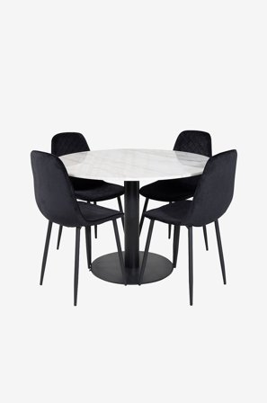 Venture Home - Spisegruppe Estri med 4 spisebordsstole Penally - Hvid - Spisegrupper - Fra Homeroom