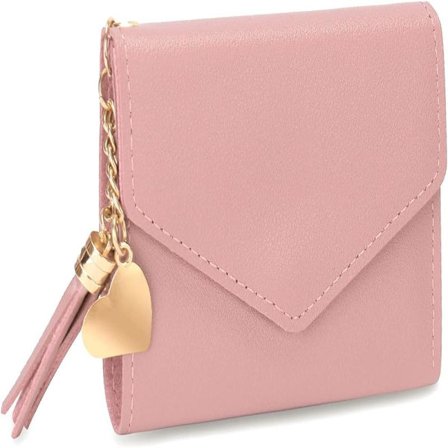 Lille Pung til Kvinder, Slank Pung Lille Syntetisk Læderpung med Kortholder Lynlås Møntlomme til Damer, Pink