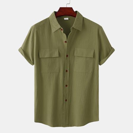 Kortärmade Toppar För Män Button Down-skjortor