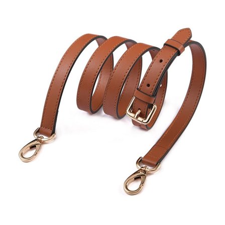 Handväska med rem i äkta läder Bälten MÖRKBRUNT&GULD