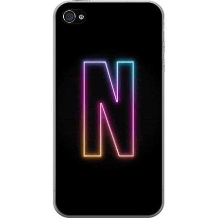 Kompatibelt Mobildeksel til Apple Apple iPhone 4s Minimalistisk neonbokstav N i fargeskiftende lys mot svart bakgrunn