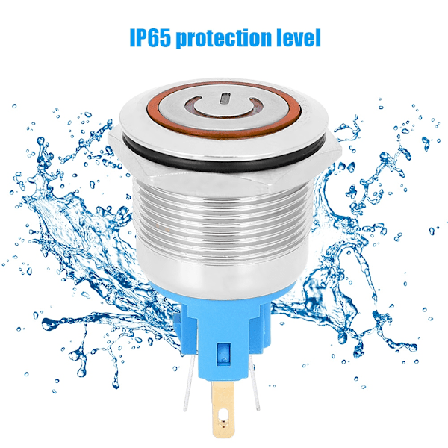 2 kpl DC12-24V 22mm 6-nastainen ruostumattomasta ter ksest valmistettu itselukkoituva painonappi, jossa on merkki (oranssi)