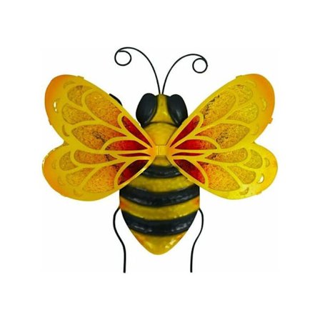 Metallveps veggdekor, metall- og glasshengende veggdekor, innendørs hengende dekor for hage, uteplass, stue