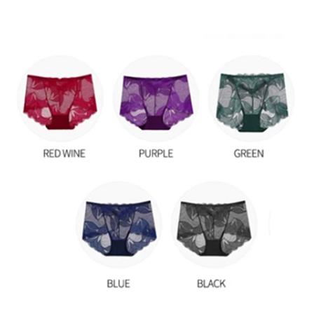 Handgjorda sidentrosor med hög midja för kvinnor genomskinliga spetsunderkläder Andas white pink purple black green l