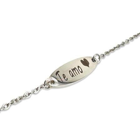 Armbånd i sølv med teksten "Te amo" Valentinsdagsgave Silver one size