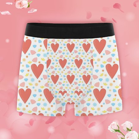 Miesten sydänkuvioiset bokserit, mukava istuvuus, alusvaatteet, ihanteelliset ystävänpäiväyllätyksiin