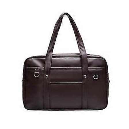 Stilfuld sort skoletaske til japanske studerende, håndtaske der afspejler ungdommelig energi og personlig stil, mørkebrun