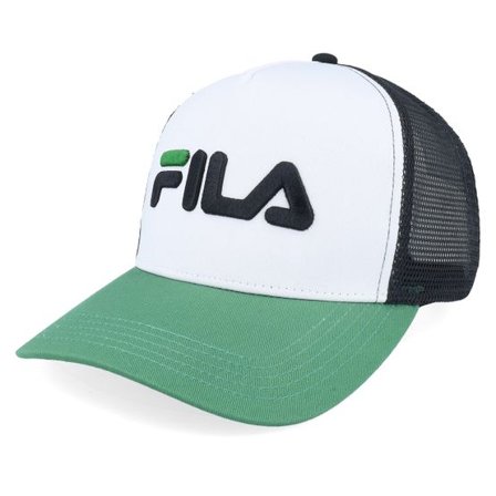 Fila - Vit trucker Keps - Beppu Cap Linear Logo White/Black/Fir Trucker @ Hatstore