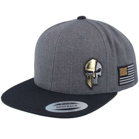 Army Head - Gris snapback Casquette - Army Skull Usa Gold Patch Charcoal/Black Snapback @ Hatstore