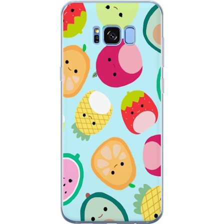 Kompatibel Mobilcover til Samsung Galaxy S8 Mønster af kawaii frugter som jordbær citron ananas og avocado på lyseblå baggrund