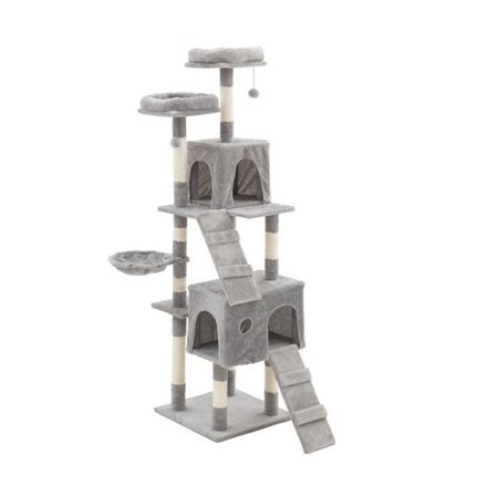 Raapimispylväs, jossa on kota, korkeus 175 cm, useita tasoja, raapimispylväs ja leluja