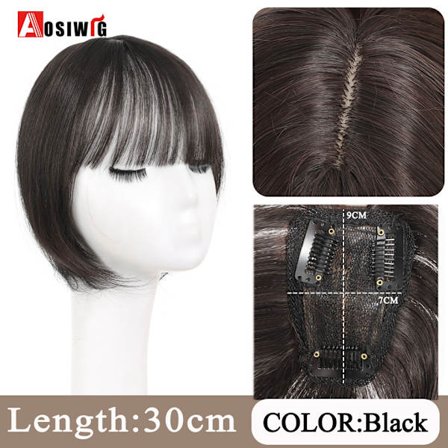 Synteettinen pitkä suora Topper peruukkikiinnike hiustenpidennyksissä Luonnollinen pörröinen pään toppi tekohiuspala Bang Clipilla Musta Ruskea