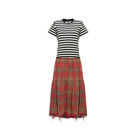 R13, Panelled dress Rood, Dames, Maat:L,strepen