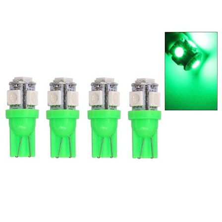T10 w5w gröna LED-lampor med 5 st. 5050SMD chip 12V DC, 4-pack.