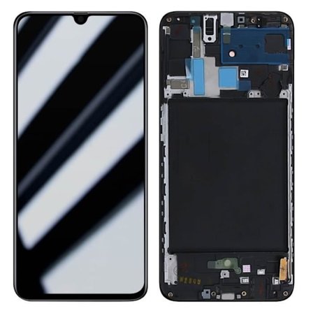 Komplet enhed til Samsung A70 - AVIZAR - LCD-skærm + berøringsglas - Sort - 100% funktionel
