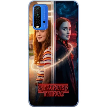 Kompatibelt Mobildeksel til Xiaomi Redmi Note 9 4G Delt portrett av Max Mayfield mellom hverdag og mørk parallellverden i Stranger Things-stil