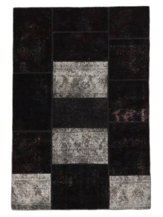 Annodato A Mano Patchwork Tappeto 162X210 Vintage Di Lana Nero/Marrone