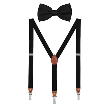 Unisex seler med butterfly-slipsæt til kvinder, mænd og unge - elegant design, 3 clips, elastisk bælte, justerbar længde, 155-180 cm højde