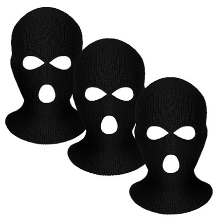 3-hålsstickad helmask för ansikte, skidmask, halsvärmare, vinterbalaklava, varm stickad mössa för utomhussporter, 3 st