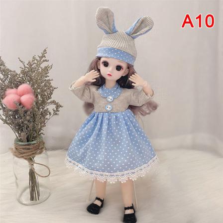 30 Cm 1/6 Bjd Docka Vinterklänning Set 21 Movable Makeup E Girl