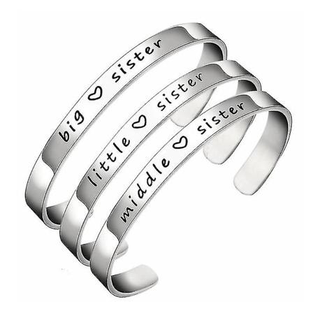 Nydelig armbånd storesøster mellomsøster lillesøster søster mansjettarmbånd armbånd gave
