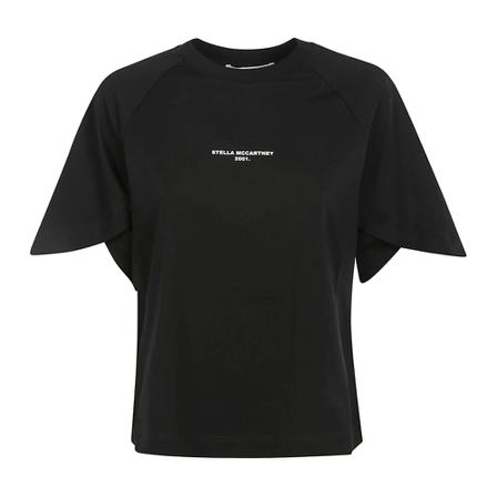Stella McCartney, T-Shirt With Logo Zwart, Dames, Maat:XS