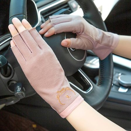 Sommar halvfinger exponerade tunna handskar för kvinnor, solskydd, UV-skydd, bilkörning, cykling, halkskydd