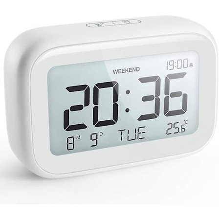 Digital vækkeur til soveværelse, rejse og kontor - Moderne minimalistisk stil med LCD-display