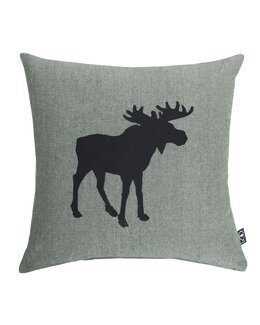 Pudebetræk Helge med broderet motiv olivengrøn