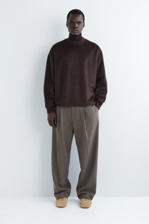 COS Men's Oversized Merino-Wool Jersey Jumper in Brown