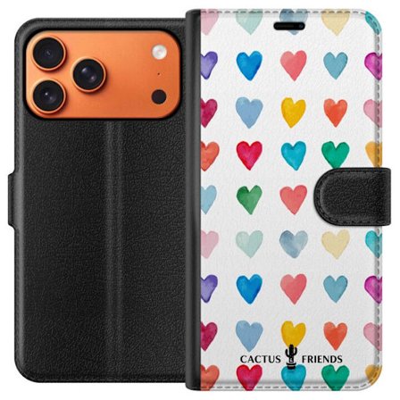 Yhteensopiva Lompakkokotelo Apple Apple iPhone 17 Pro Max Cactus and Friends - Watercolor Love Grid