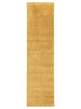 Handloom Fringes 80X300 Piccolo Giallo Mostarda Monocromatico Passatoia Tappeto Di Lana