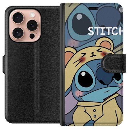 Kompatibelt Plånboksfodral till Apple Apple iPhone 16 Pro Stitch med surfbräda söt blå alien Disney