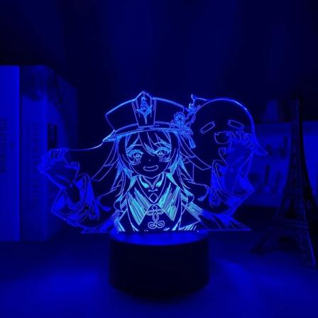 Genshin Impact Hu Tao lampa Cool 3D Illusion Nattlampa Hem