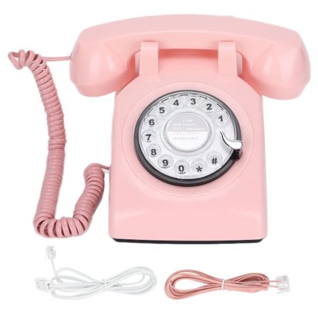 Klassisk Rosa Retro Håndsvinget Fast Telefon