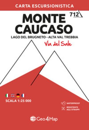 712 Monte Caucaso Lago del Brugneto - Alta Val Trebbia (Via del Sale). Carta escursionistica 1:25.000