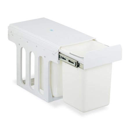 Utdragbar soptunna med lock – vit, platsbesparande