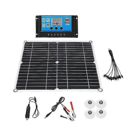 12v Bærbart Solpanel Kit 2 Usb Oplader Port Med 60a Solcelle Laderegulator Off Grid Monokrystallinsk