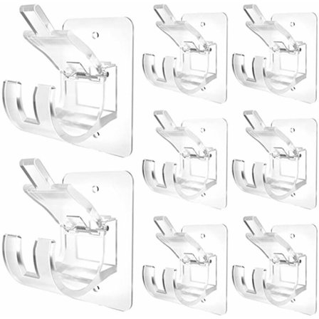 10 st självhäftande gardinstångskrokar utan borrning, justerbara gardinstångskrokar för stänger med diameter mindre än 4 cm