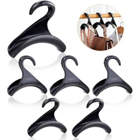 6 stk. veskehengere for garderobe, veskeorganisator, veskekroker, veskestativ for oppheng av tote bag-ryggsekker (svart) farge