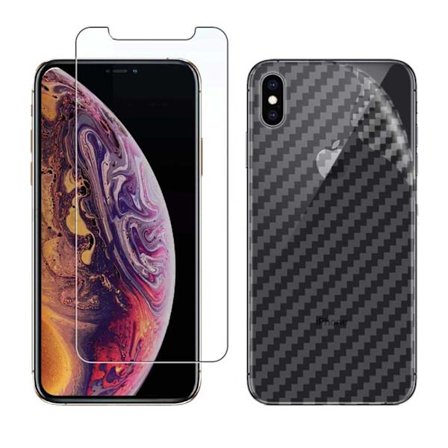 iPhone XS Max Display Film + Carbon Fiber Protective Film for Back