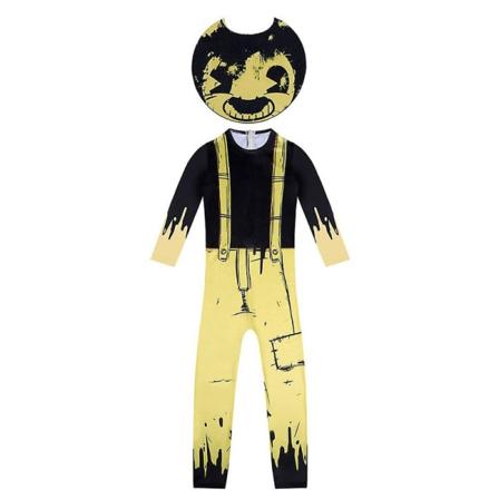 Bendy And The Ink Machine Costume Kids Cosplay Halloween Fancy Dress Antrekk-Sort Gul 7-8 Years
