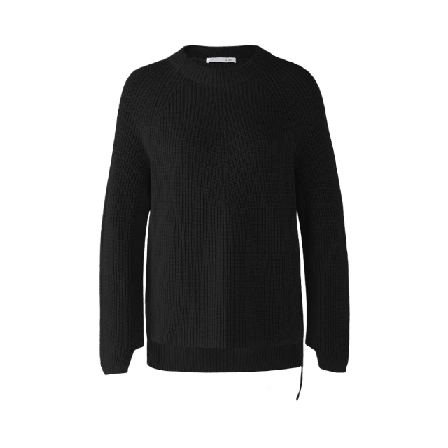 Oui Stickad Tröja Bomull Tröjor Dam Svart 36