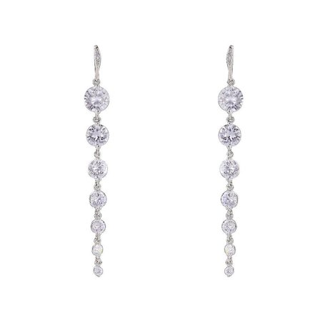 Loverocks Långa Avsmalnande Örhängen med 7 CZ-stenar (Guldton)