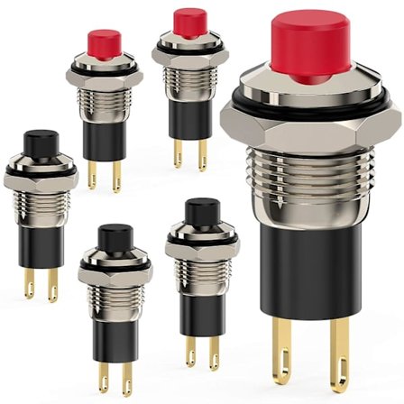 Trykknapkontakt - Selvlåsende Minikontakter (10mm Rund Dc24v, 6stk)