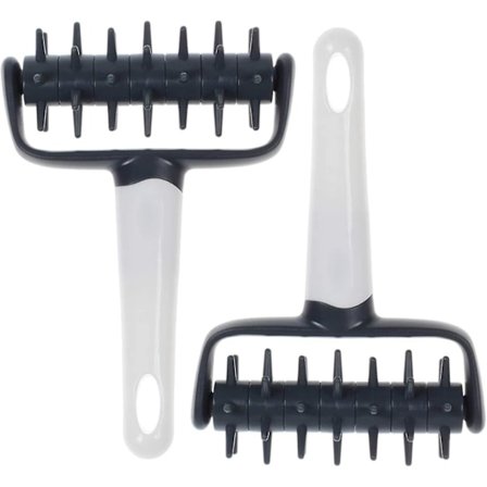 Pizzapohjan kaulinpiikittäjä, kakku-, piirakka-, pizza-, keksi-, leipä- ja leivonnaistaikinan piikittäjä, neulakaulinpyörä, rei'itin, leivontatyökalu 