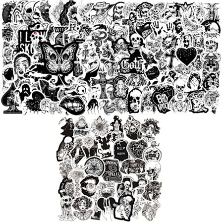 150 Goth Klistremerker, Hodeskalle Klistremerker Vinyl Punk Goth Klistremerker, Halloween Cosplay Rekvisitter, Festgaver